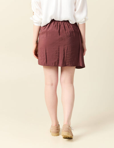 Jupe droite satin marron femme