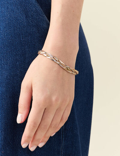 Bracelet chaîne tressé couleur or femme