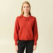 Pull manches longues col rond rouge fonc&eacute; femme