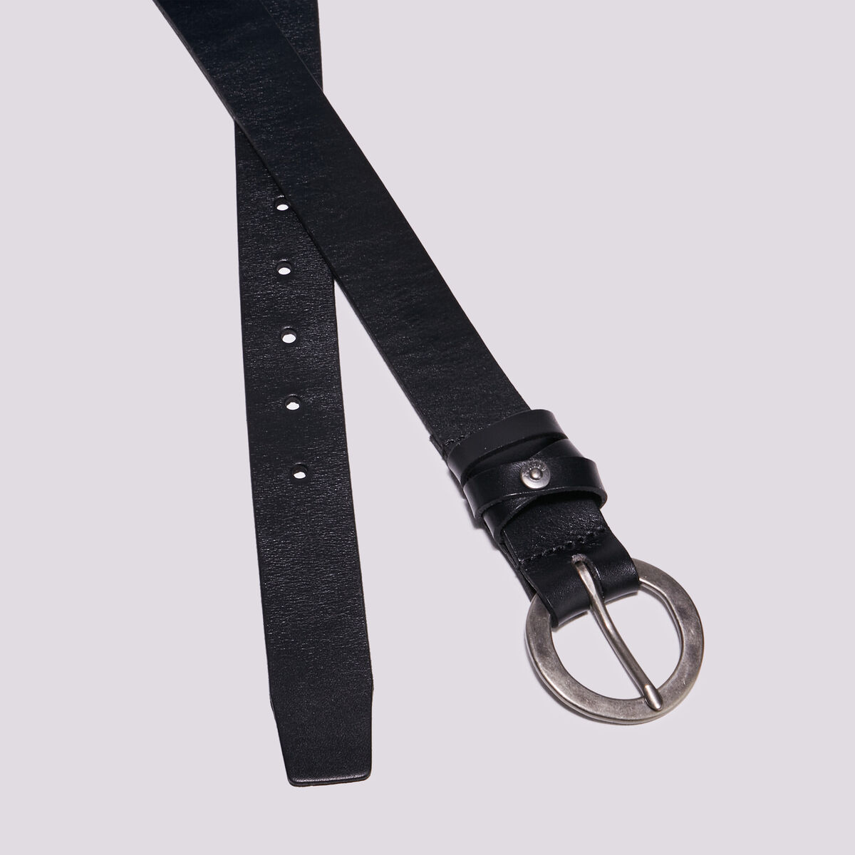 Ceinture en cuir noir femme