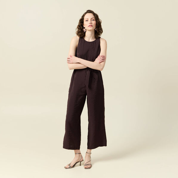 combinaison pantalon large marron fonce femme Combinaison pantalon large marron foncé femme