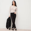 Jeans regular 7/8&egrave;me taille standard denim noir femme