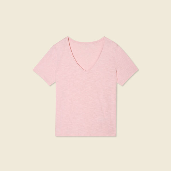 T-shirt manches courtes rose clair femme