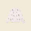Chemise brod&eacute;e en coton manches longues ecru femme