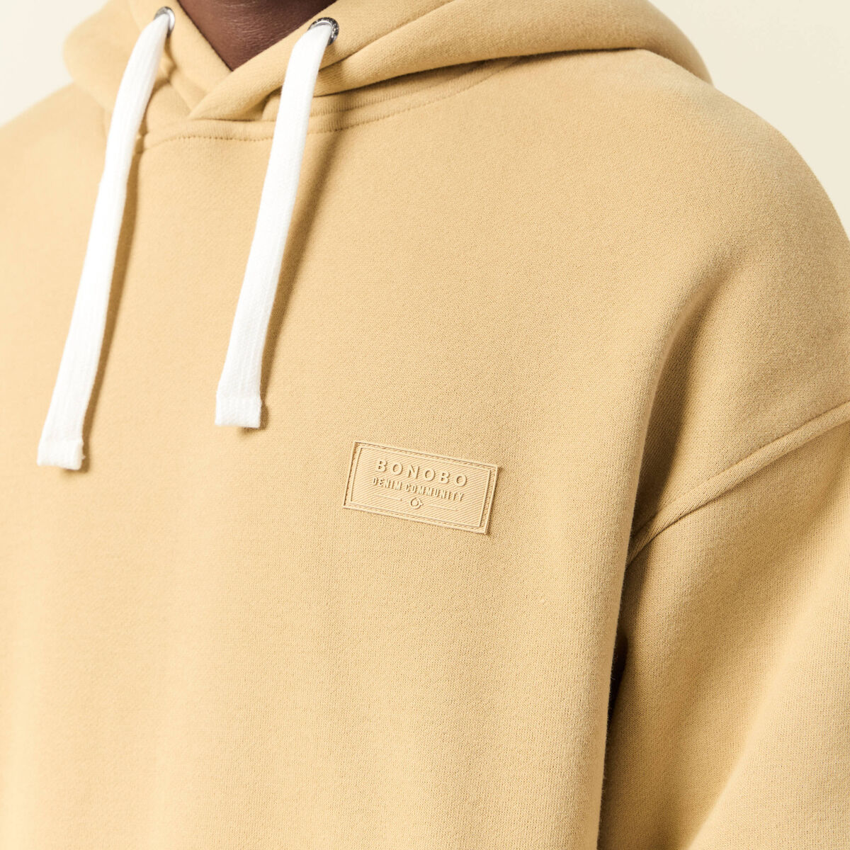 Sweat à capuche doublée beige homme