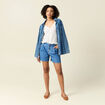 Short droit en jean à pinces denim baby bleu femme