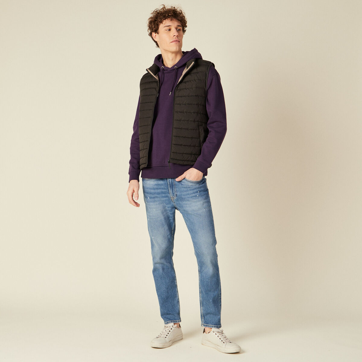 Doudoune droite sans manches noir homme