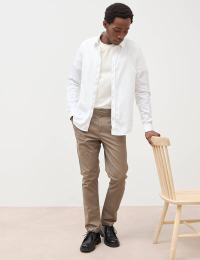 Pantalon chino slim sable homme