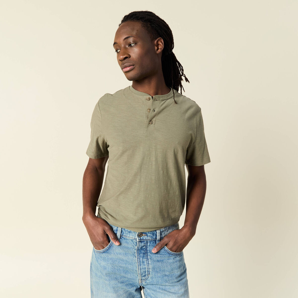 T-shirt manches courtes vert kaki homme