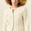Veste tweed courte jaune pastel femme