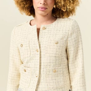 veste tweed courte jaune pastel femme Veste tweed courte jaune pastel femme