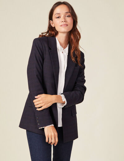 Veste blazer éco-responsable bleu marine femme