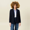 Veste blazer col châle bleu marine femme