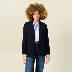 Veste blazer col châle bleu marine femme