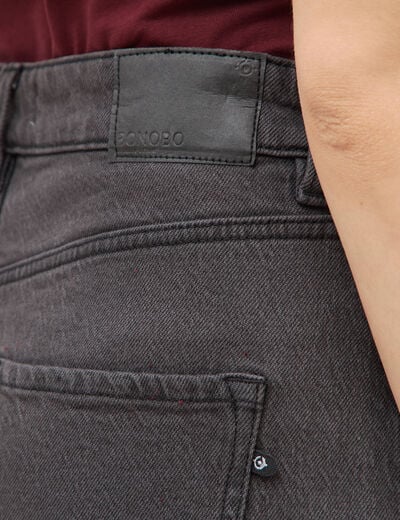 Jeans barrel taille haute 7/8&egrave;me denim gris femme