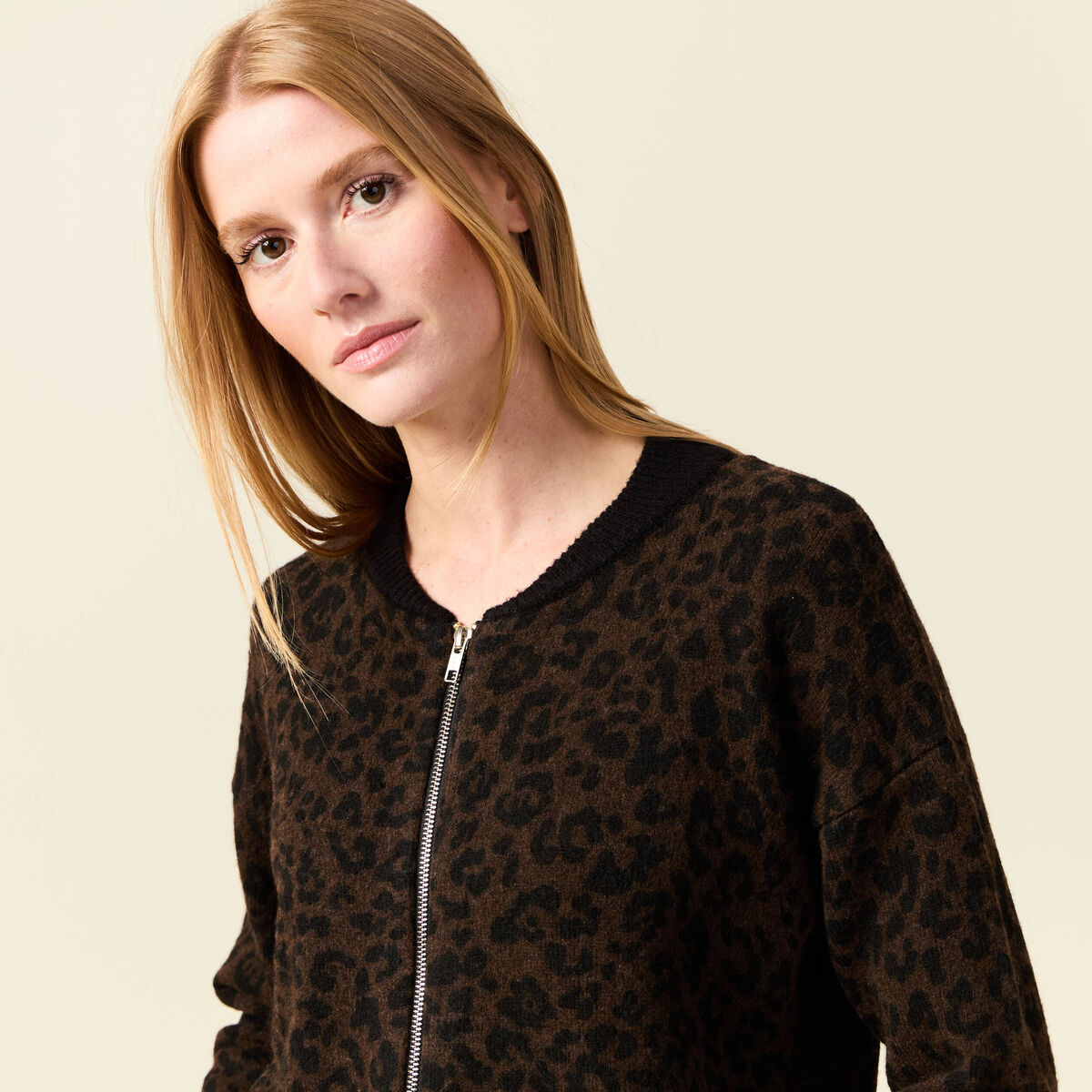 Veste manches longues terracotta femme
