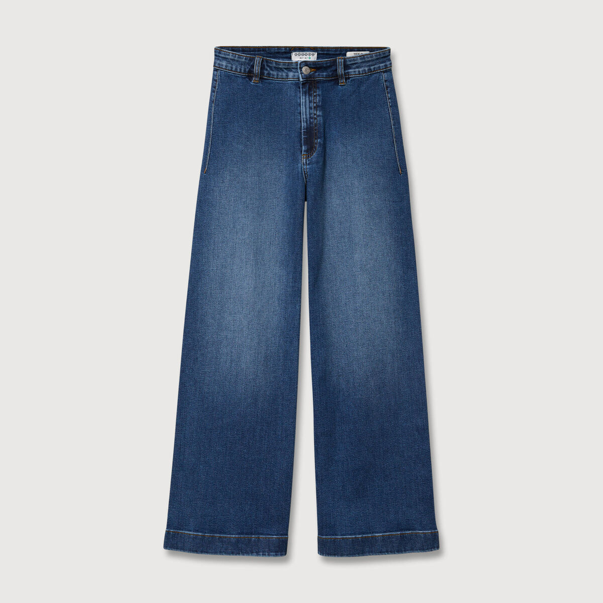 Jeans large taille haute denim stone femme