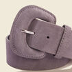 Ceinture large en cuir bleu clair femme