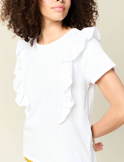 T-shirt en coton manches courtes blanc femme