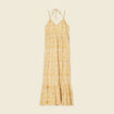 Robe longue évasée bretelles jaune femme
