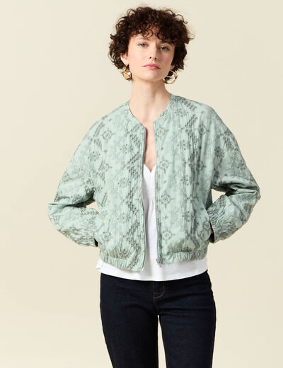 Veste broderie anglaise vert clair femme