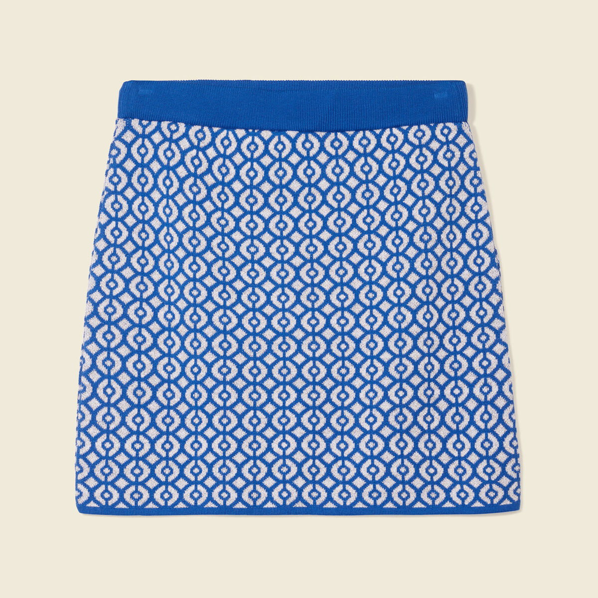 Jupe droite tricot&eacute;e bleu femme