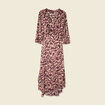 Robe longue évasée fluide marron femme