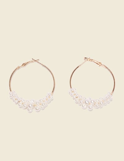 Boucles d'oreilles créoles blanc femme
