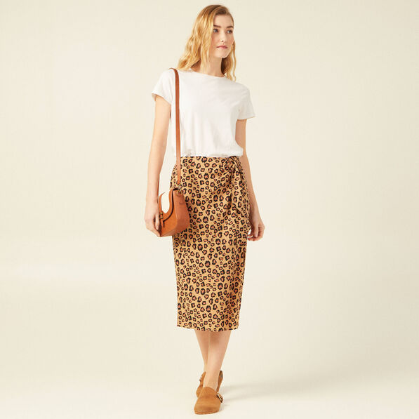 jupe midi portefeuille fendue sable femme Jupe midi portefeuille fendue sable femme