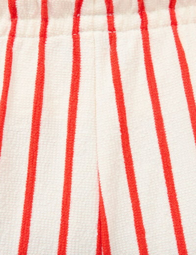 Short taille haute en maille ray&eacute;e orange fonc&eacute; femme