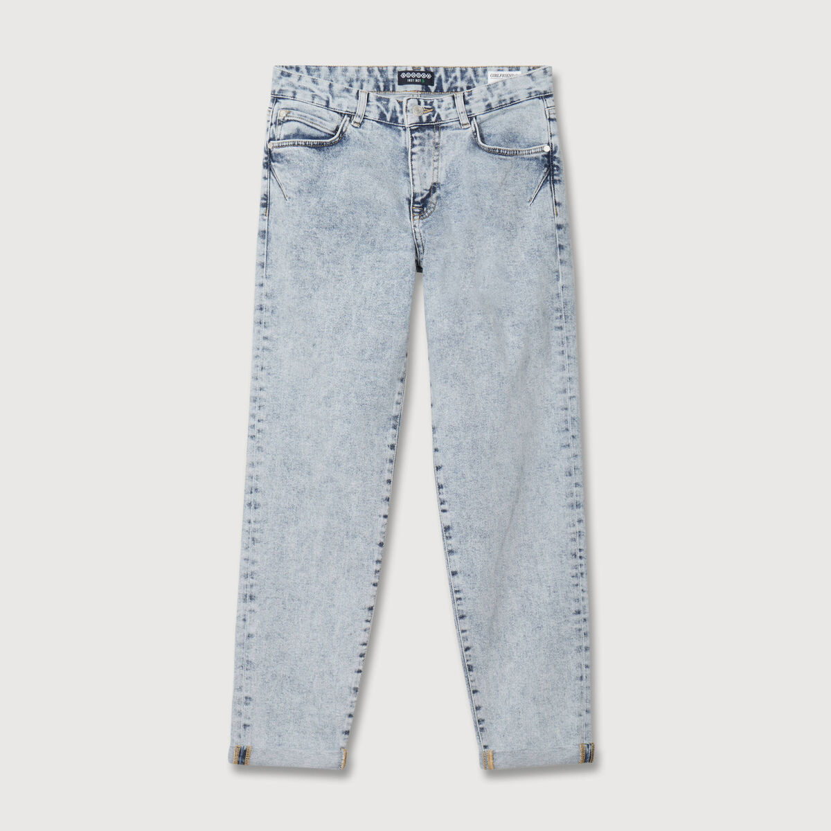 Jeans girlfriend 5 poches denim snow bleu femme