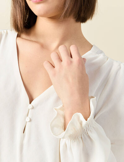 Blouse manches longues ecru femme