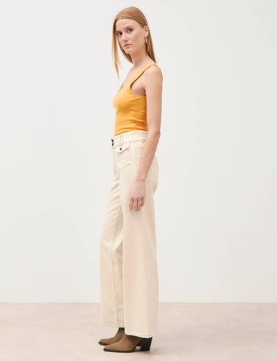 Jeans bootcut taille haute denim blanc femme