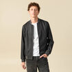 Teddy droit court &agrave; manches longues gris fonc&eacute; homme