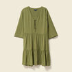 Robe évasée manches 3/4 vert kaki femme