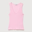 D&eacute;bardeur col v bretelles dentelle rose clair femme