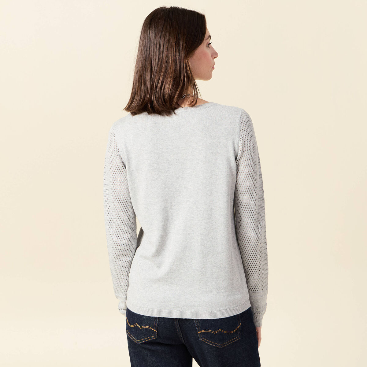 Pull à manches longues gris clair femme