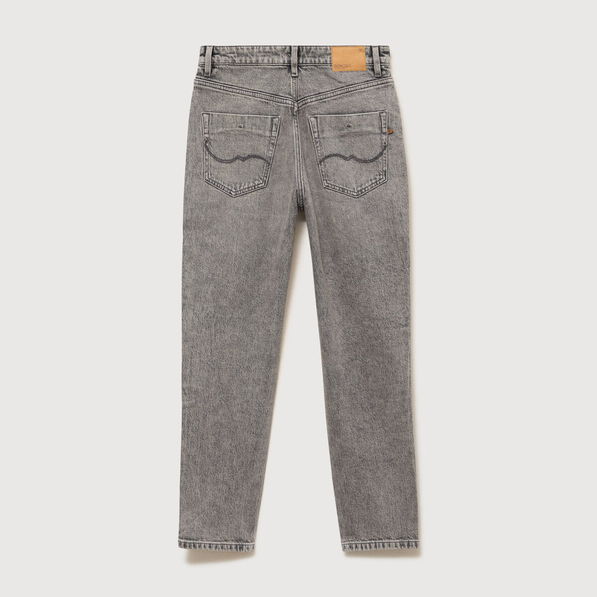 Jeans mom 7/8&egrave;me denim gris femme