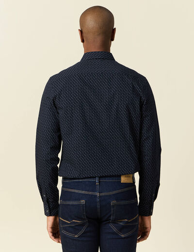 Chemise en coton manches longues bleu marine homme