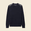 Pull fin col rond manches longues bleu marine homme