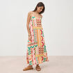 Robe longue fines bretelles col rond multicolore femme