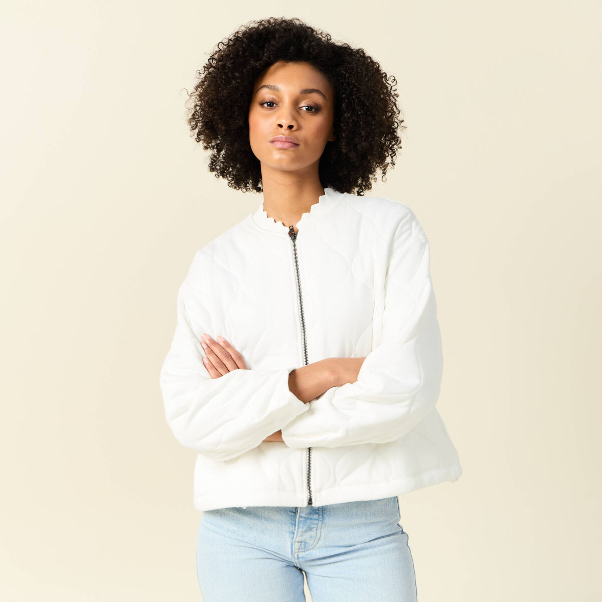 Gilet matelassé ecru femme