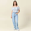 Blouse manches courtes ecru femme