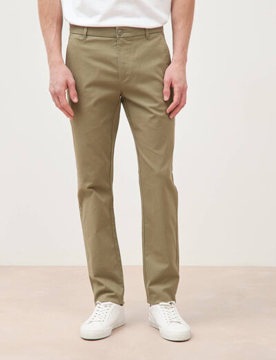 Pantalon chino slim vert kaki homme