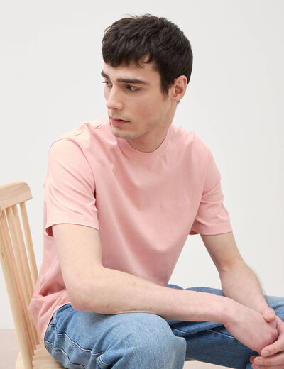 T-shirt ample en coton manches courtes rose poudr&eacute;e homme