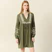 Robe brodée éco-responsable vert kaki femme