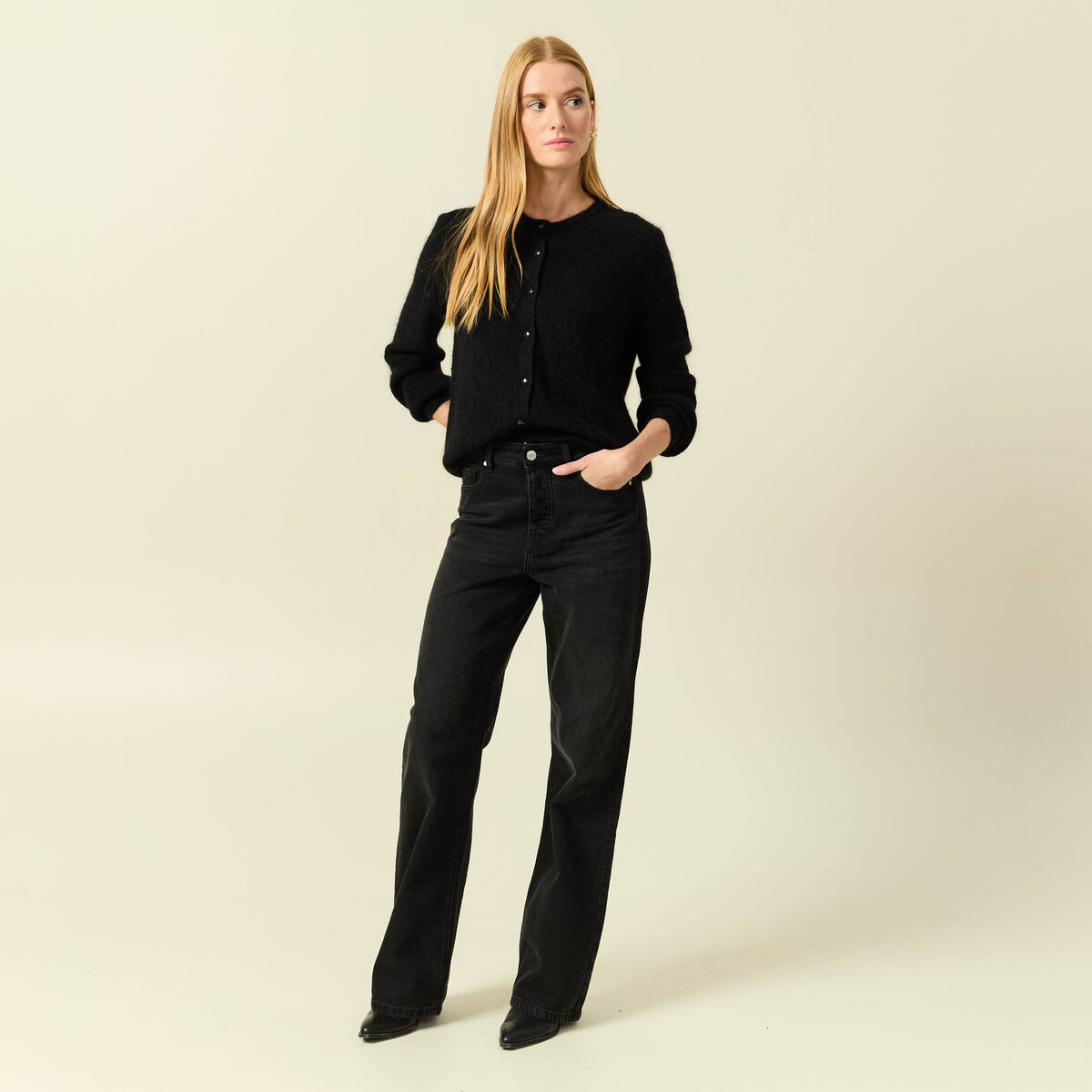 Gilet manches longues noir femme