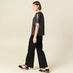 T-shirt manches courtes brillant noir femme