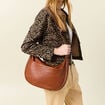 Sac demi-lune marron femme