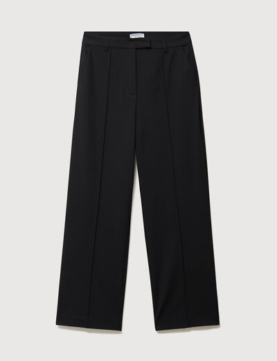 Pantalon droit taille haute noir femme